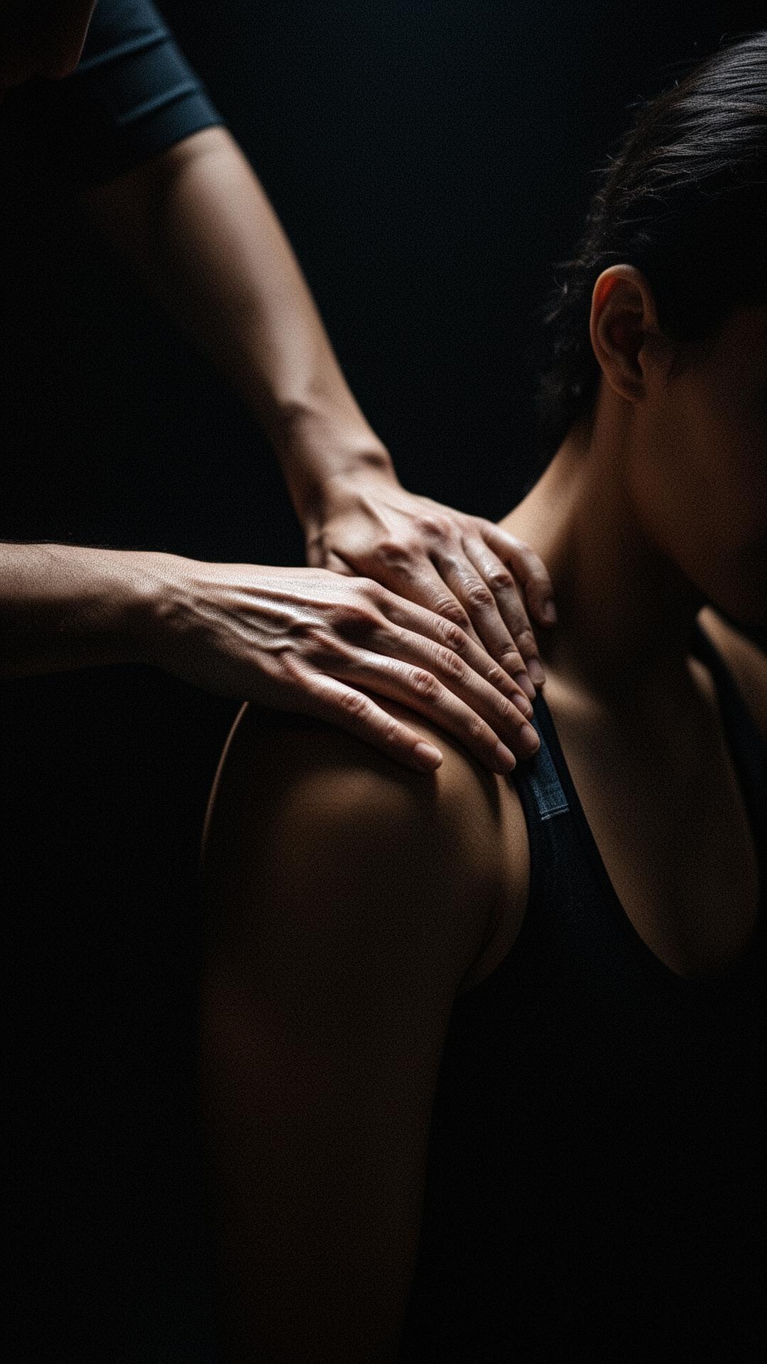 Hands performing intentional recovery bodywork
