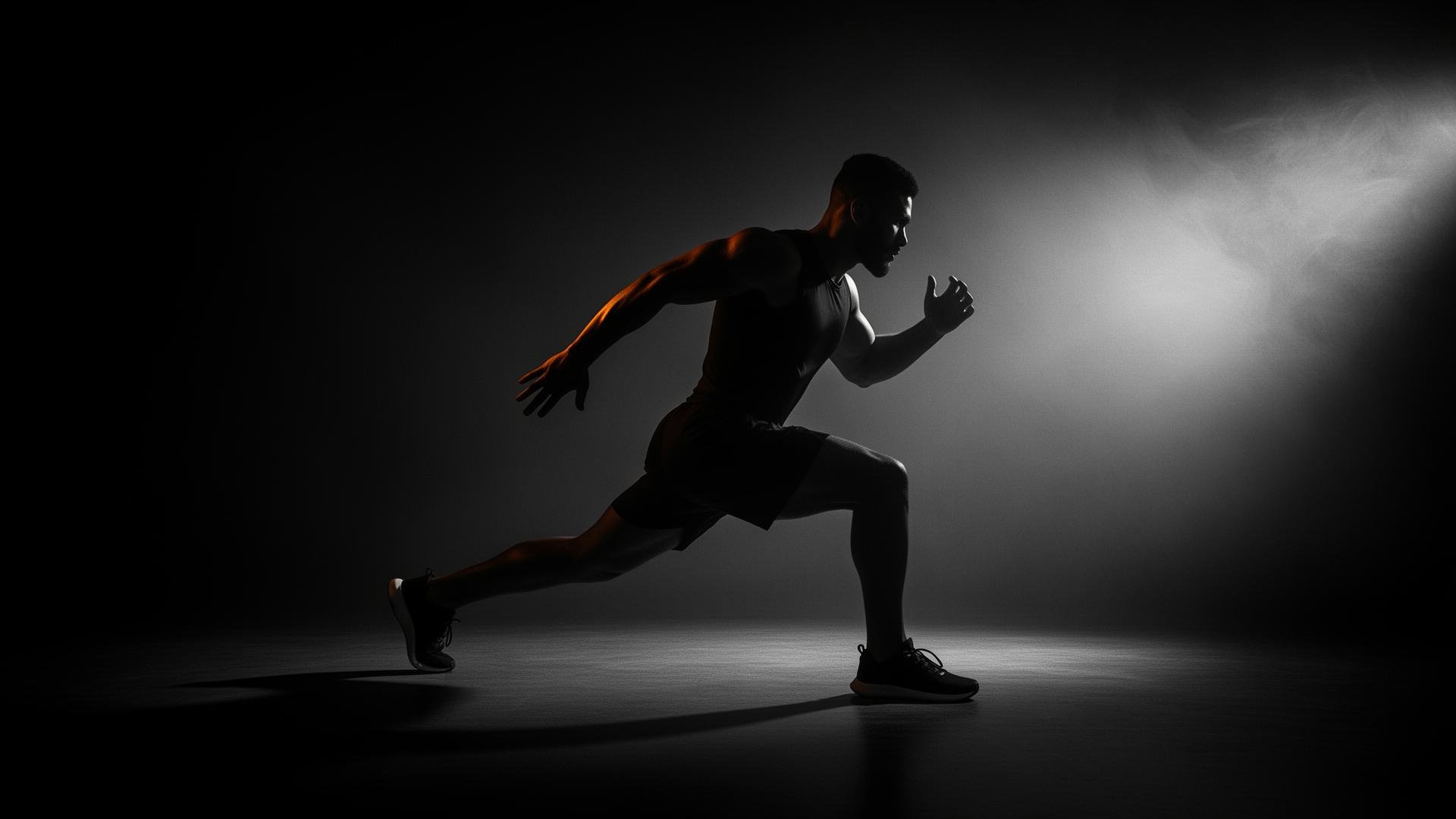 Athlete silhouette in mobility stance